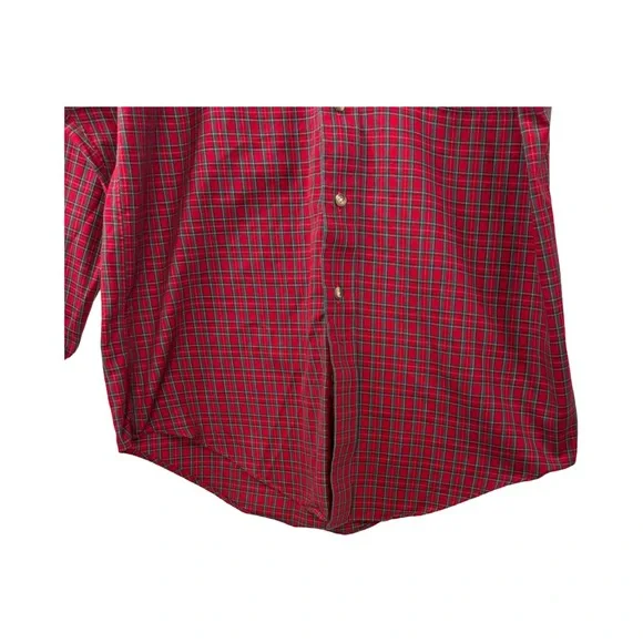 Men’s Long Sleeve Button Down Shirt  Size 15.5  34/35 Red Green Small Plaid - Picture 3 of 8